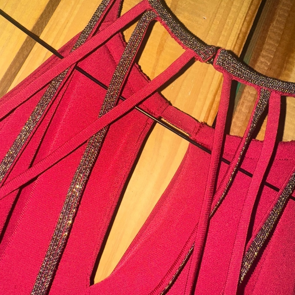 White House Black Market Red Layered Blouse - Picture 4 of 6